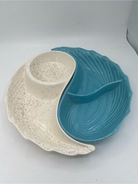 California Pottery Vintage Yin Yang Chip and Dip Holder